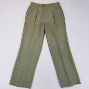 Tommy Bahama Pants Womens 8 Green Silk Pleated Dress Lined Trousers Relaxed Fit